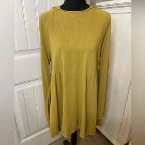 Easel Chartreuse Long Sleeve Hooded Tunic